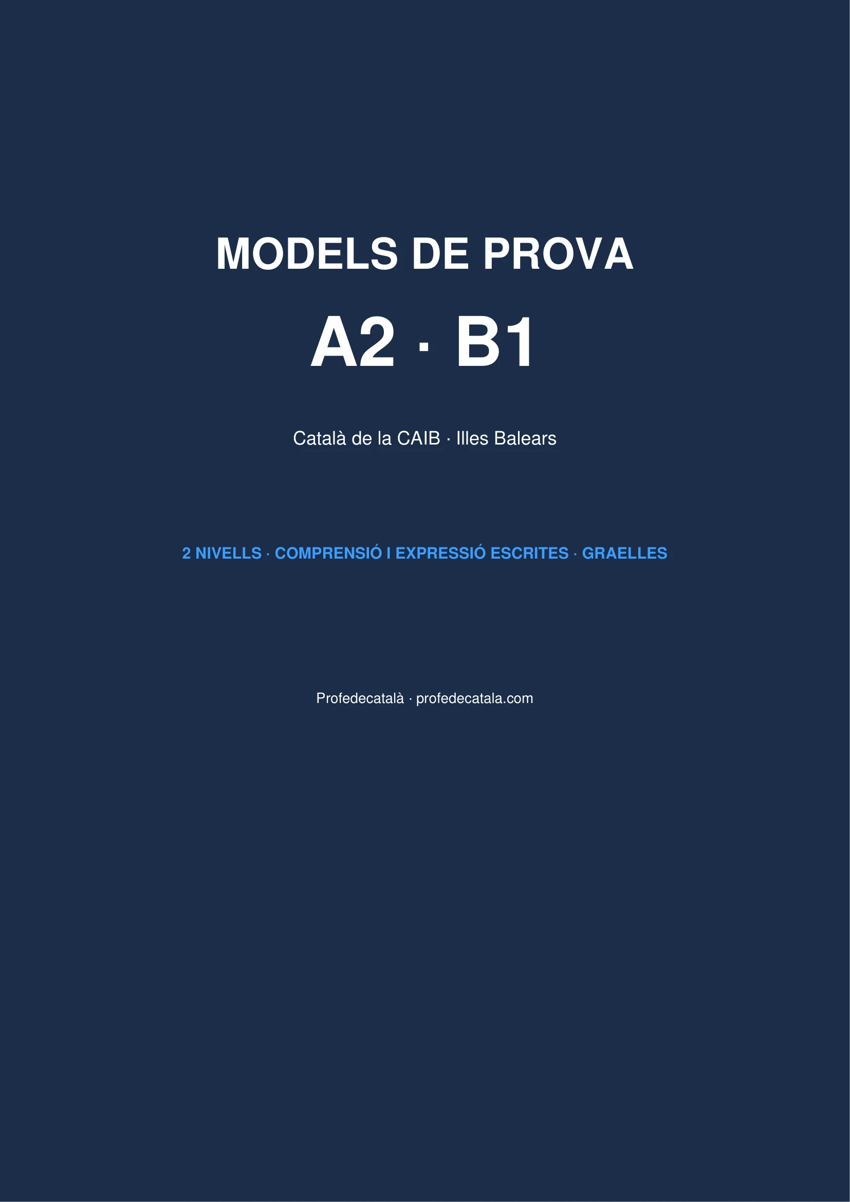 Portada del Models de Prova A2 i B1 de Català (CAIB) en PDF