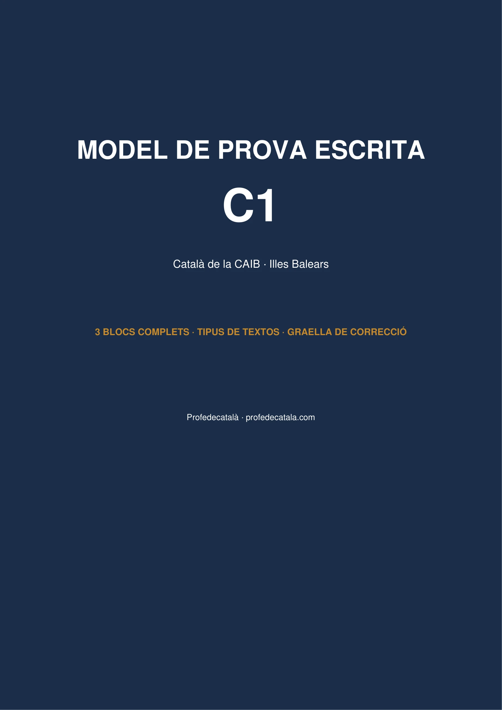 Portada del Model de Prova Escrita C1 de Català (CAIB) en PDF
