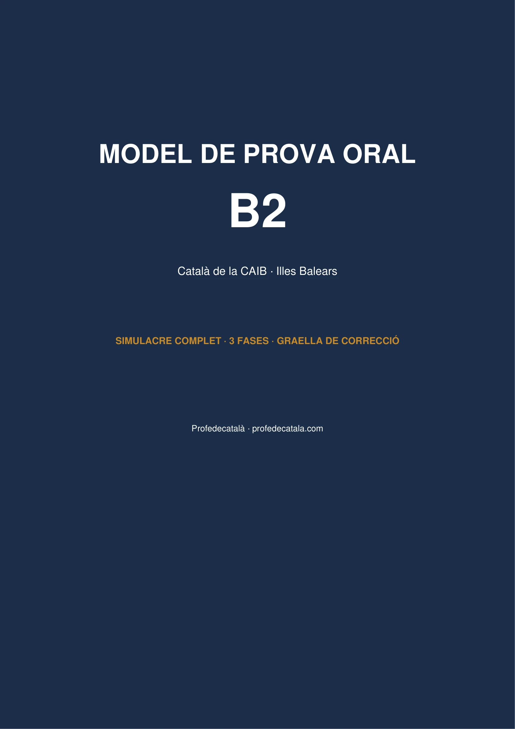 Portada del Model de Prova Oral B2 de Català (CAIB) en PDF