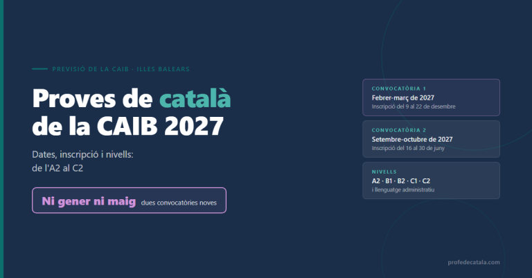 Proves de català de la CAIB 2027: dates, inscripció i nivells (Illes Balears)